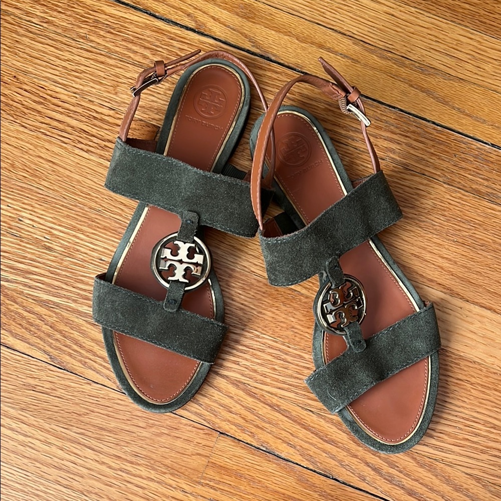 Tory Burch Green Suede Sandals